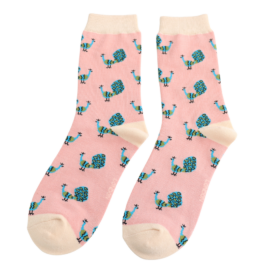 Peacock Dusky Pink Bamboo Socks