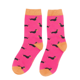 Little Sausage Dogs Hot Pink Bamboo Socks