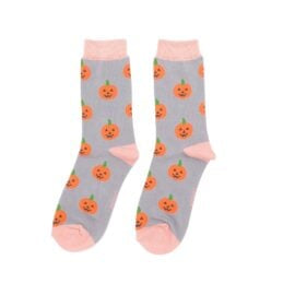 Halloween Pumpkins Grey Bamboo Socks