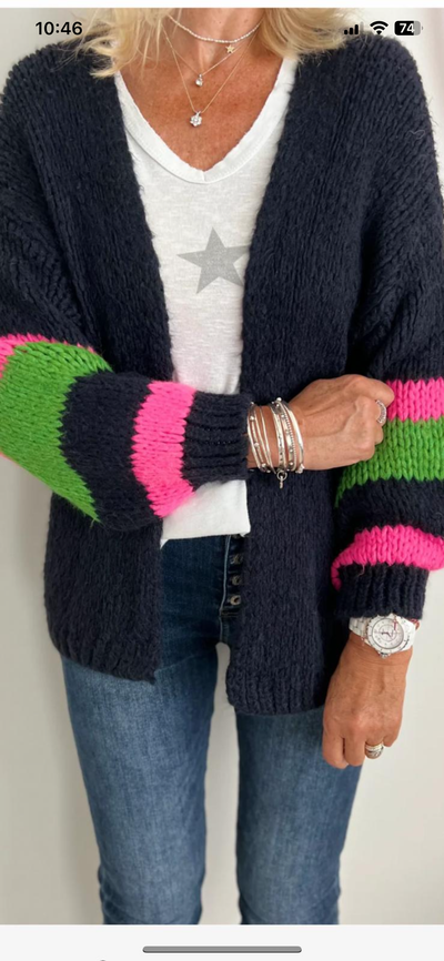 Emily Striped Cuff Cardi - More Colours Available