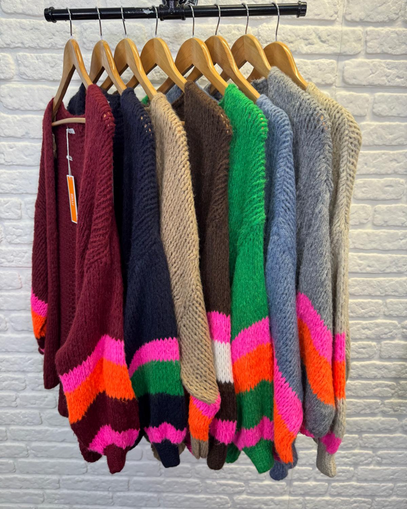 Emily Striped Cuff Cardi - More Colours Available