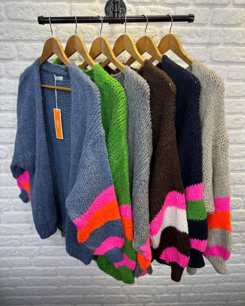 Emily Striped Cuff Cardi - More Colours Available