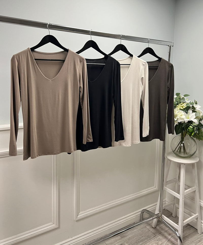 Abbie V Neck Long Sleeved Top - More Colours Available