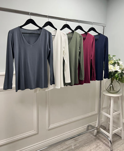 Abbie V Neck Long Sleeved Top - More Colours Available