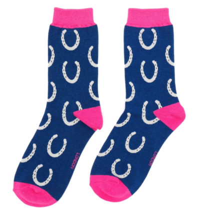 Horseshoes Navy Bamboo Socks