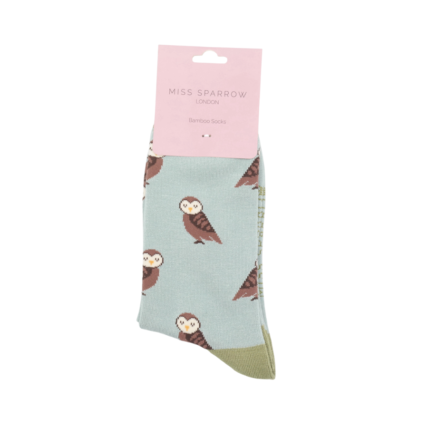 Cute Owls Duck Egg Bamboo Socks