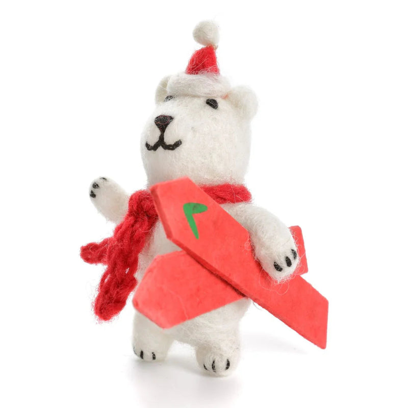 Polar Bear with Ski’s Decoration