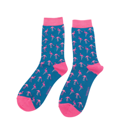 Wild Flamingos Denim Bamboo Socks