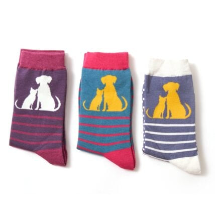 Cat & Dog Teal Bamboo Socks