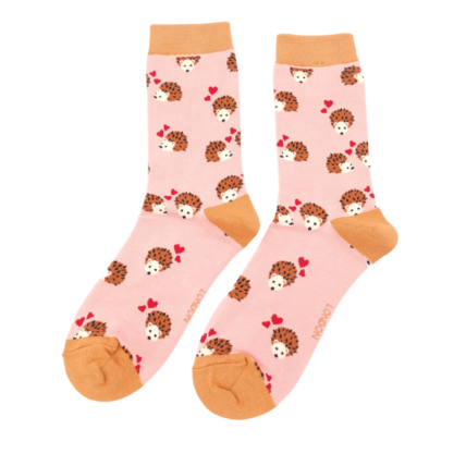 Hearts & Hedgehogs Dusky Pink Bamboo Socks