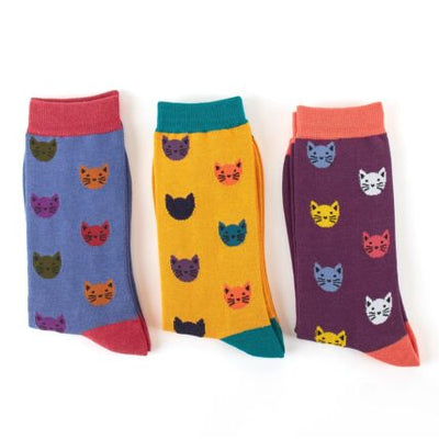 Kitty Faces Purple Bamboo Socks