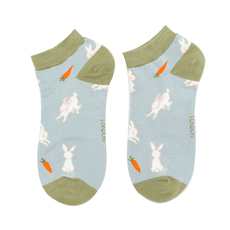 Bunnies & Carrots Duck Egg Bamboo Trainer Socks