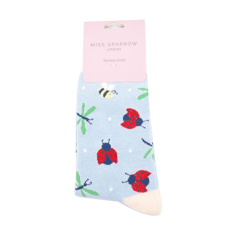 Love Bugs Pale Blue Bamboo Socks