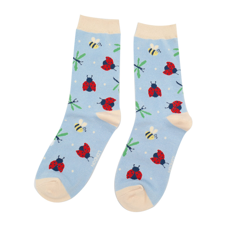 Love Bugs Pale Blue Bamboo Socks