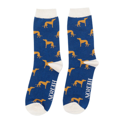 Cute Greyhounds Navy Bamboo Socks