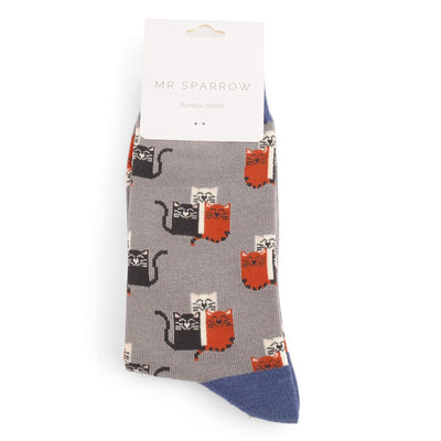 Cat Club Grey Bamboo Socks