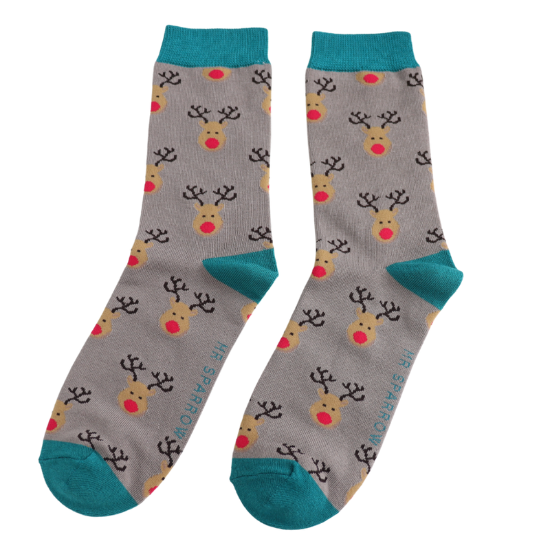 Reindeer Grey Bamboo Socks