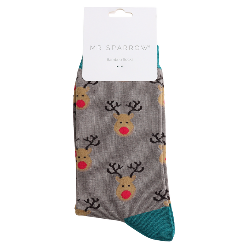 Reindeer Grey Bamboo Socks