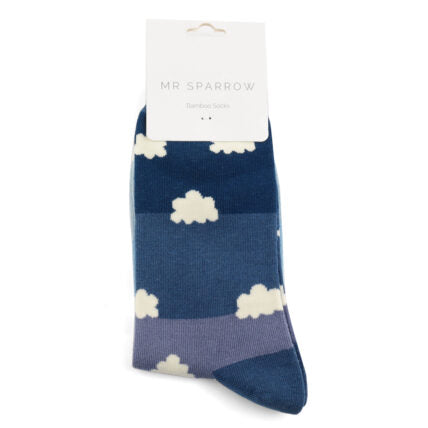 Cloudy Sky Navy Bamboo Socks