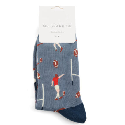 Rugby Scene Dusky Blue Bamboo Socks