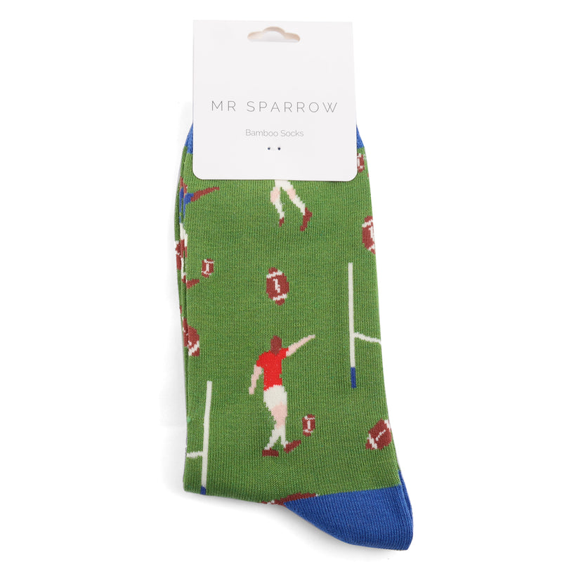 Rugby Scene Green Bamboo Socks