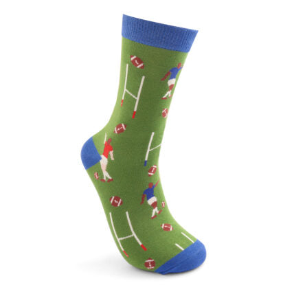 Rugby Scene Green Bamboo Socks
