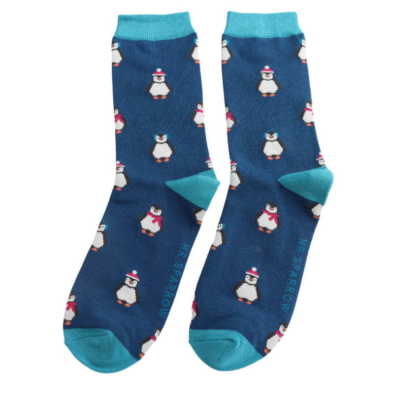 Baby Penguin Navy Bamboo Socks