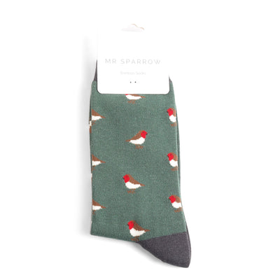 Little Robins Green Bamboo Socks