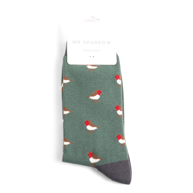 Little Robins Green Bamboo Socks