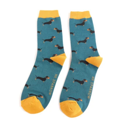Little Sausage Dogs Teal Bamboo Socks