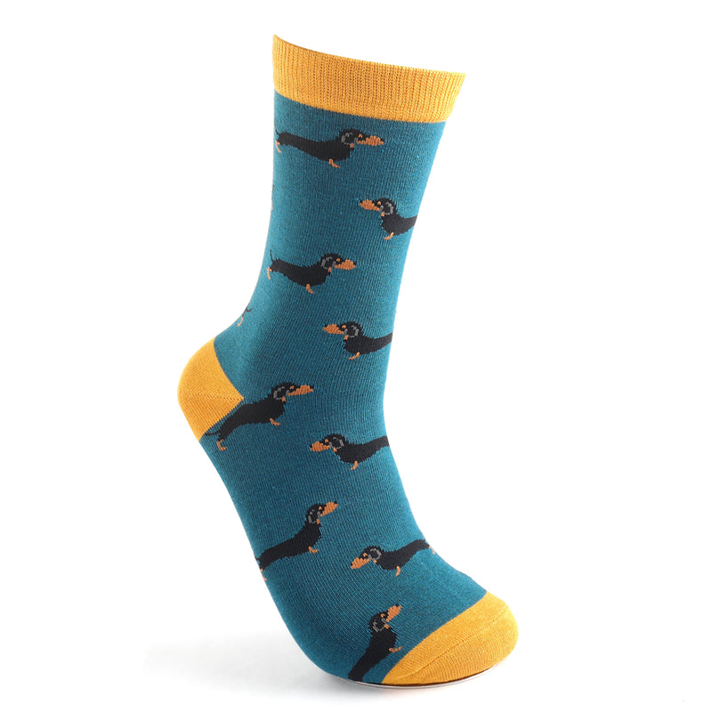 Little Sausage Dogs Teal Bamboo Socks