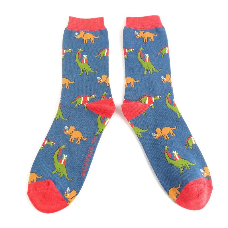 Jolly Jurassic Navy Bamboo Socks