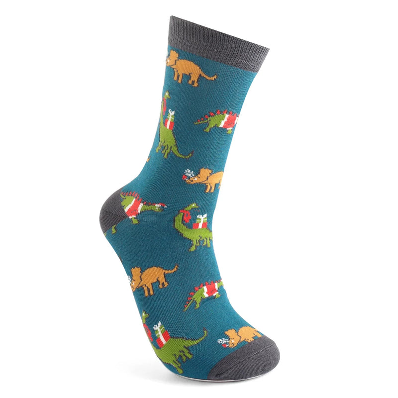 Jolly Jurassic Teal Bamboo Socks