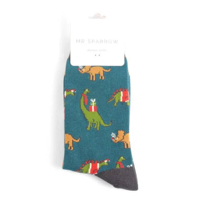 Jolly Jurassic Teal Bamboo Socks