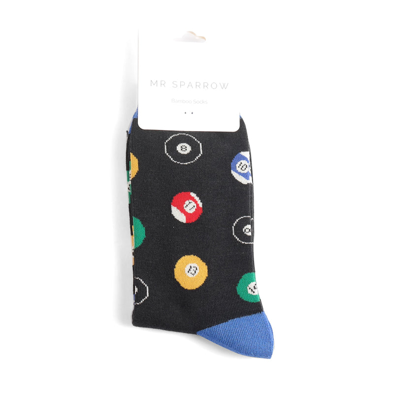 Pool Balls Black Bamboo Socks
