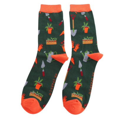 Gardener's Tools Green Bamboo Socks