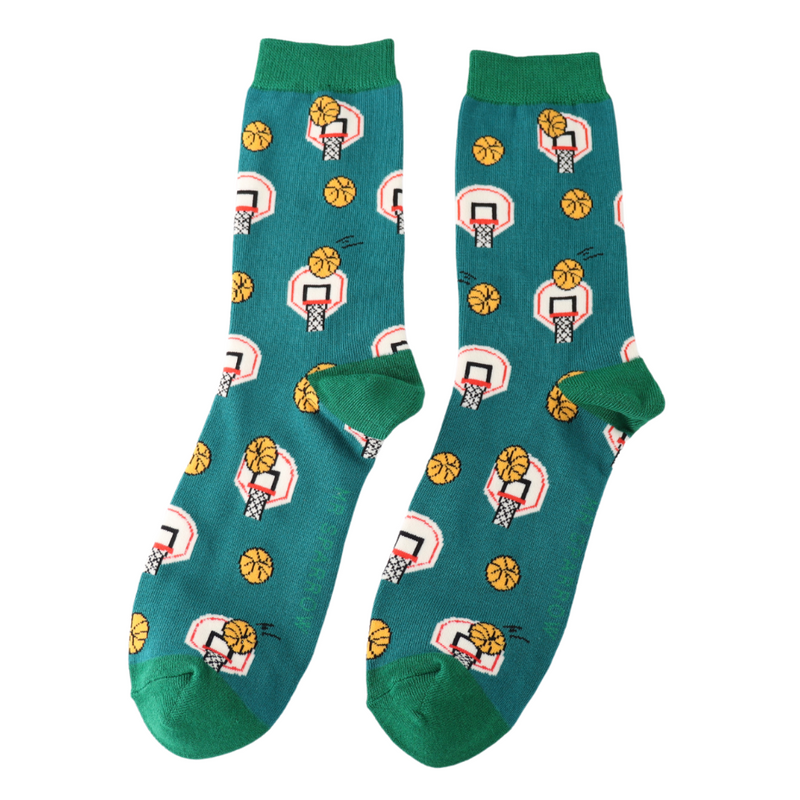 Basket Ball Teal Bamboo Socks