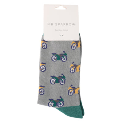 Motorbikes Silver Bamboo Socks