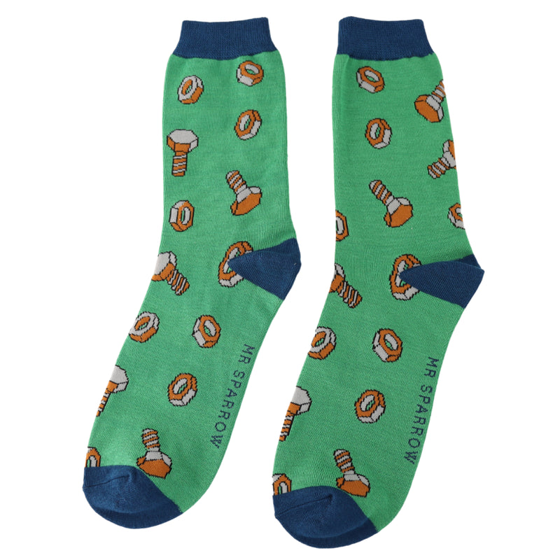 Nuts & Bolts Green Bamboo Socks
