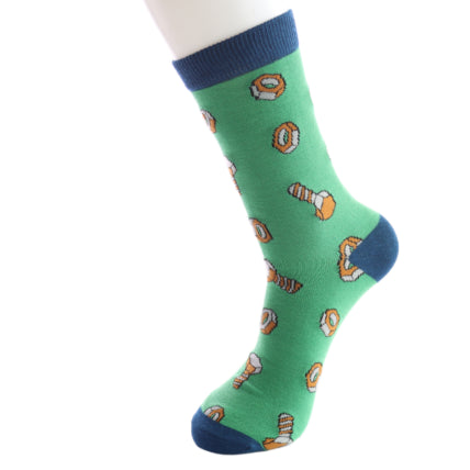 Nuts & Bolts Green Bamboo Socks