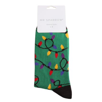 Christmas Lights Green Bamboo Socks