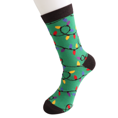 Christmas Lights Green Bamboo Socks