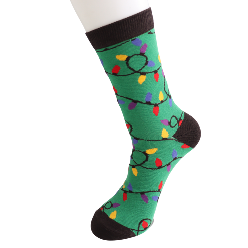 Christmas Lights Green Bamboo Socks