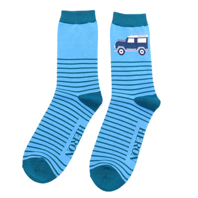 Jeep & Stripes Blue Bamboo Socks