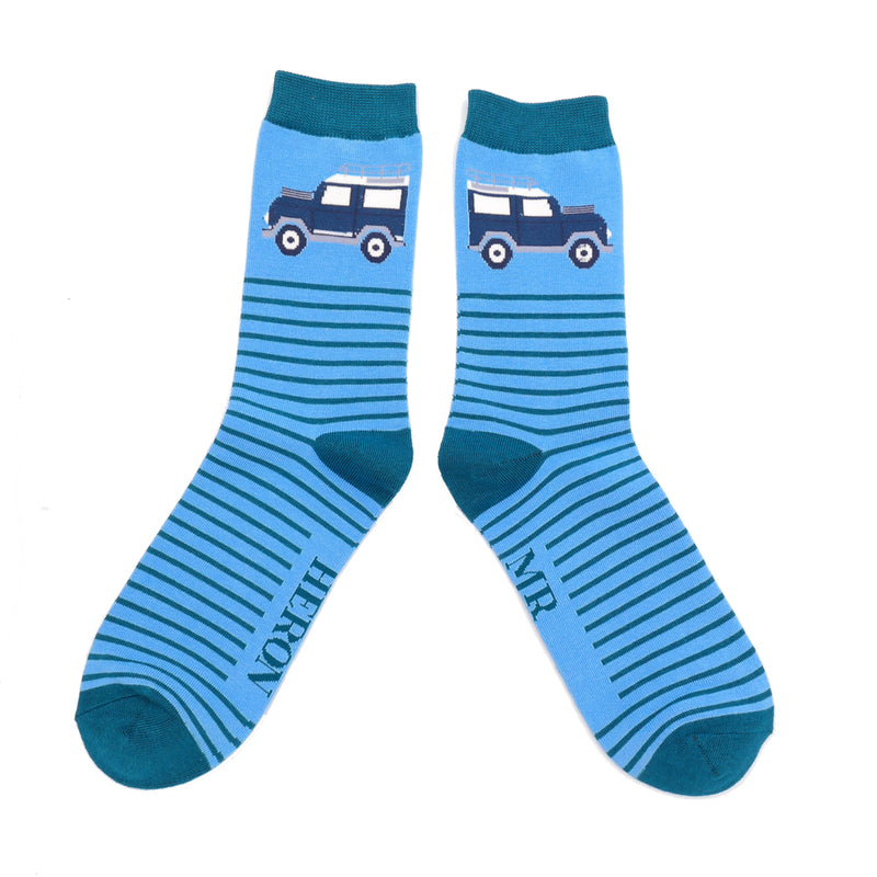 Jeep & Stripes Blue Bamboo Socks