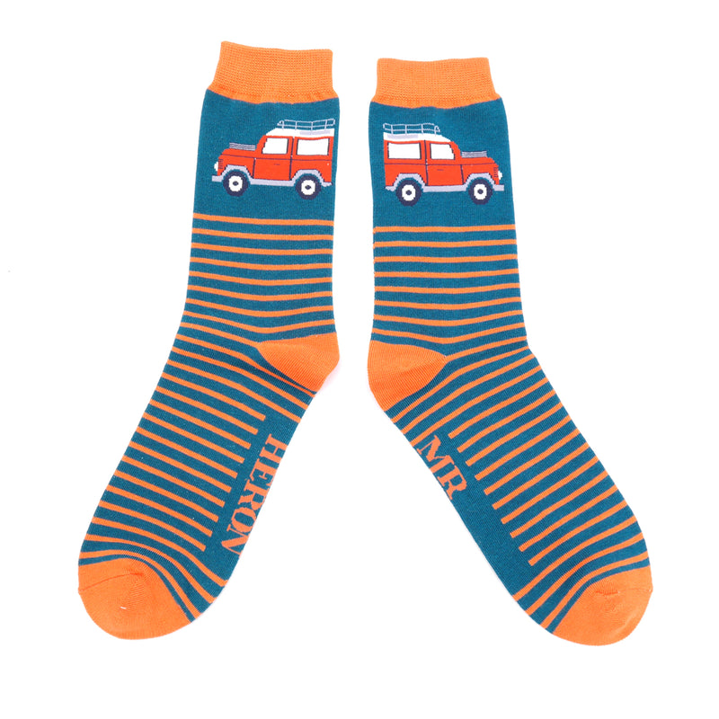 Jeep & Stripes Teal Bamboo Socks