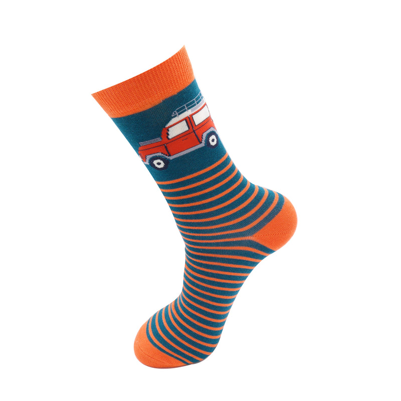 Jeep & Stripes Teal Bamboo Socks