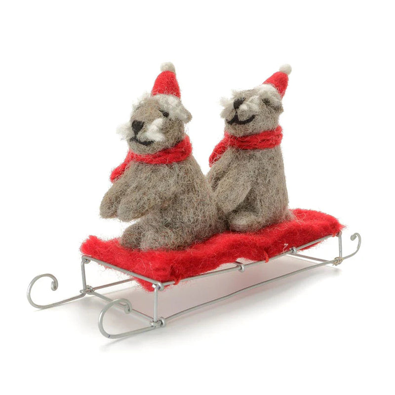 Christmas Schnauzers On Sleigh Decoration