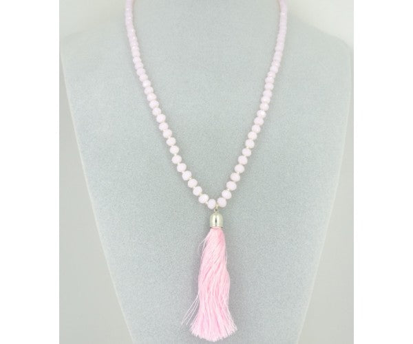 Pink Tassel Long Necklace