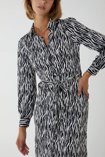 Zebra Midi Shirt Dress